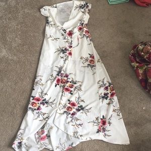 White floral maxi wrap dress